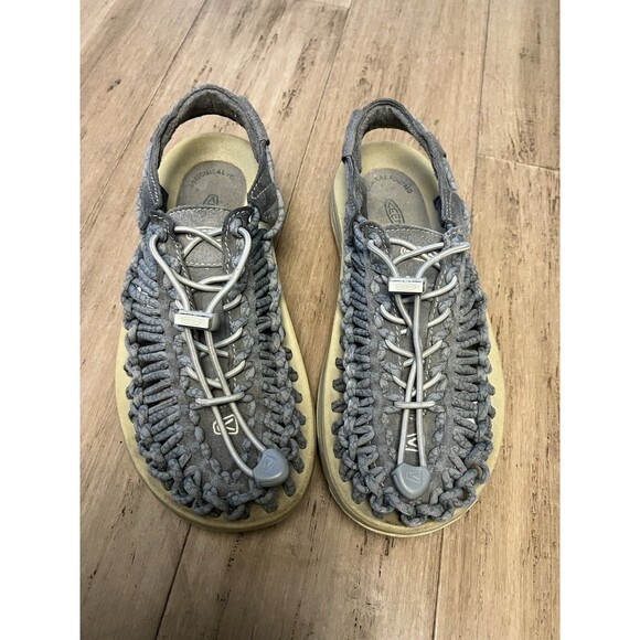 Keen Uneek gray/blue Woven Bungee Cord Water Women's Sandals Sneakers Size 6.5 - Picture 2 of 6